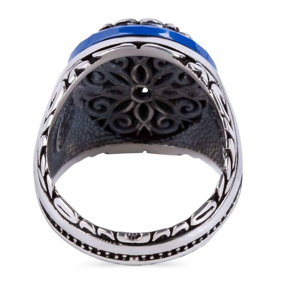 Black Gemstone Ring, Mens Handmade Ring - OXO SILVER