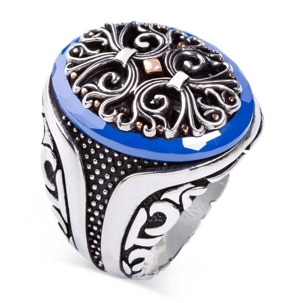 Black Gemstone Ring, Mens Handmade Ring - OXO SILVER