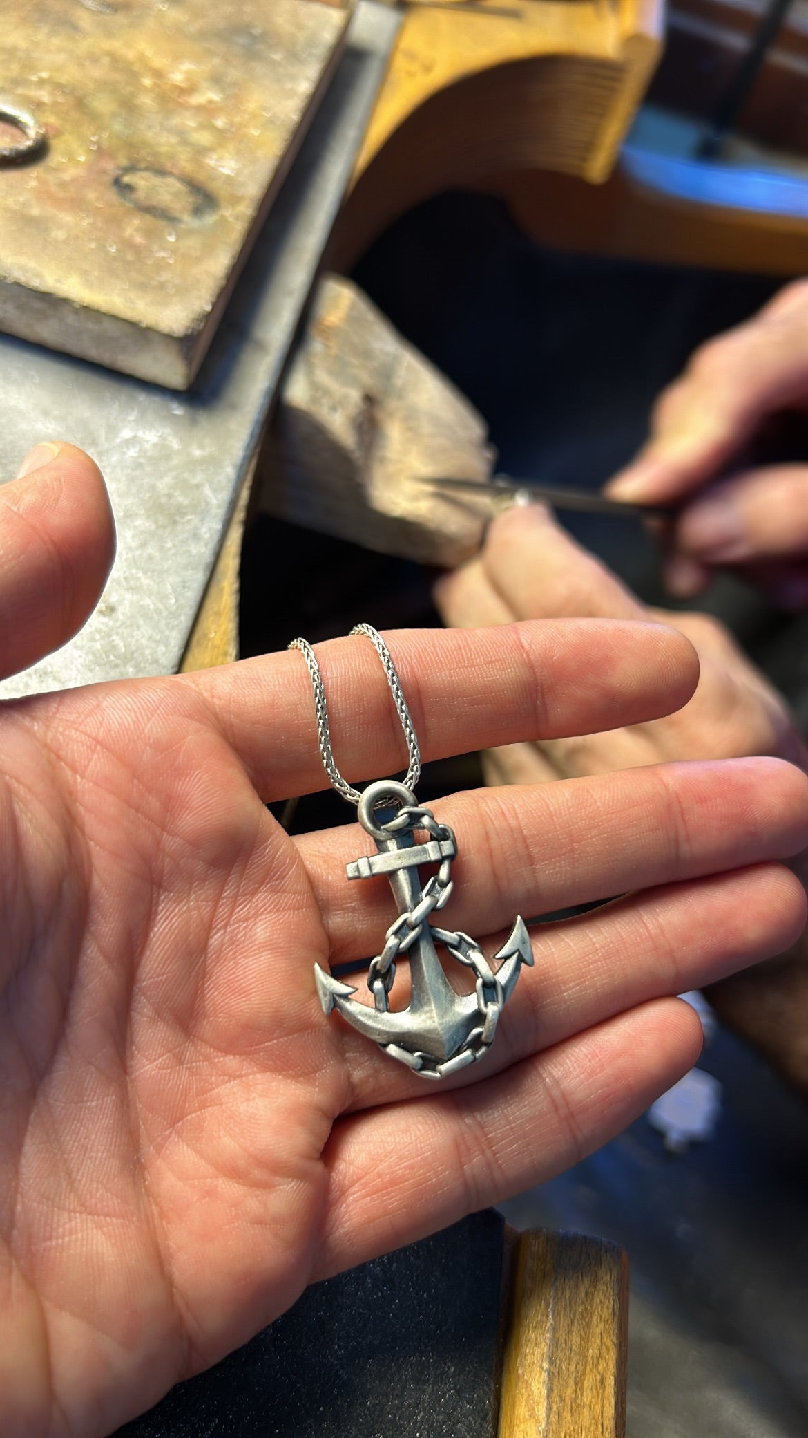 thumbnail image 2 of 925 Sterling Silver Anchor Pendant - Solid, Handmade Nautical Jewelry - Unisex Ocean Themed Charm 2 of 6