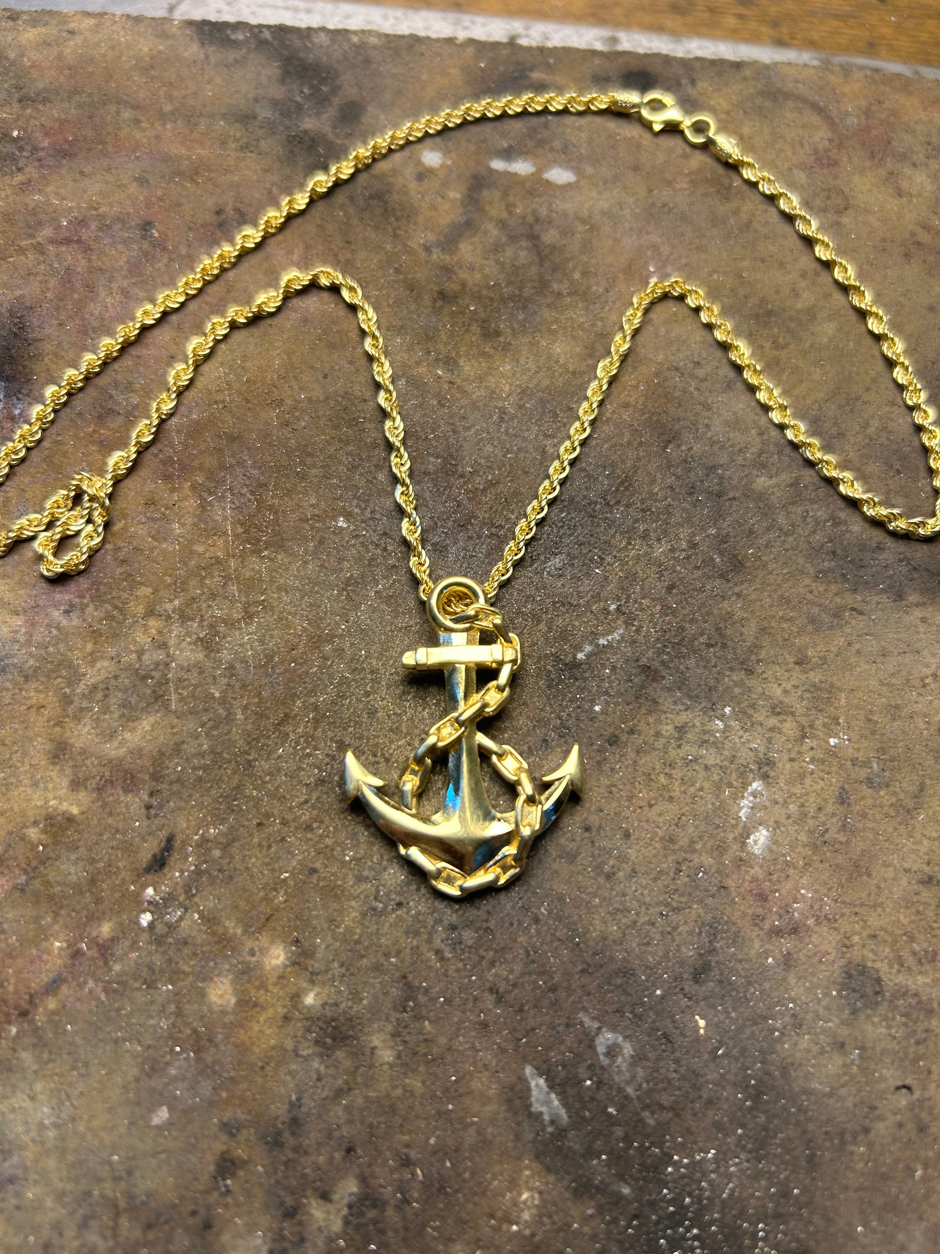 Anchor Oxidized Silver Necklace, Sailor 925 Silver Pendant, Special Necklace for Sea Lovers, Anchor Pendant for Men