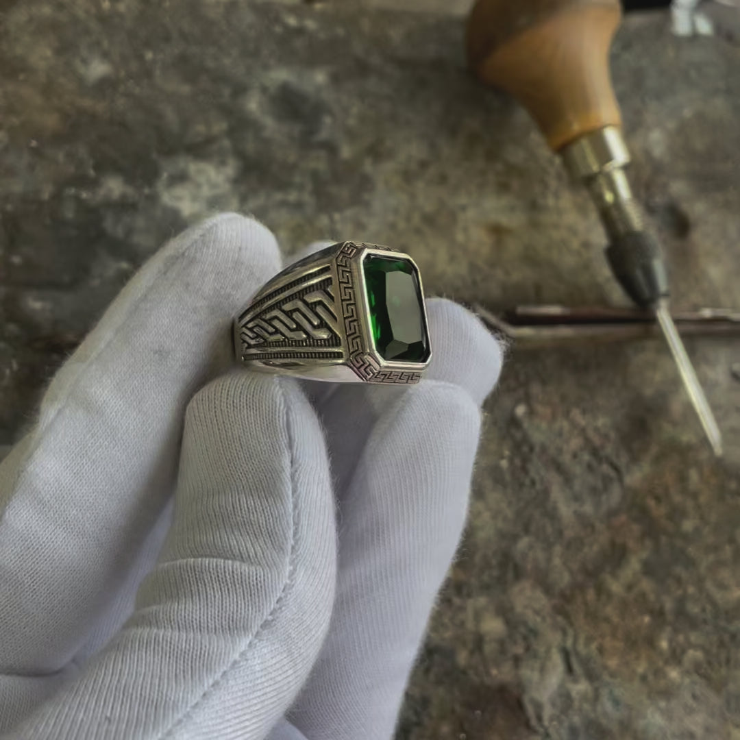Ancient Greek Mythology Ring, Men Silver Jewelry