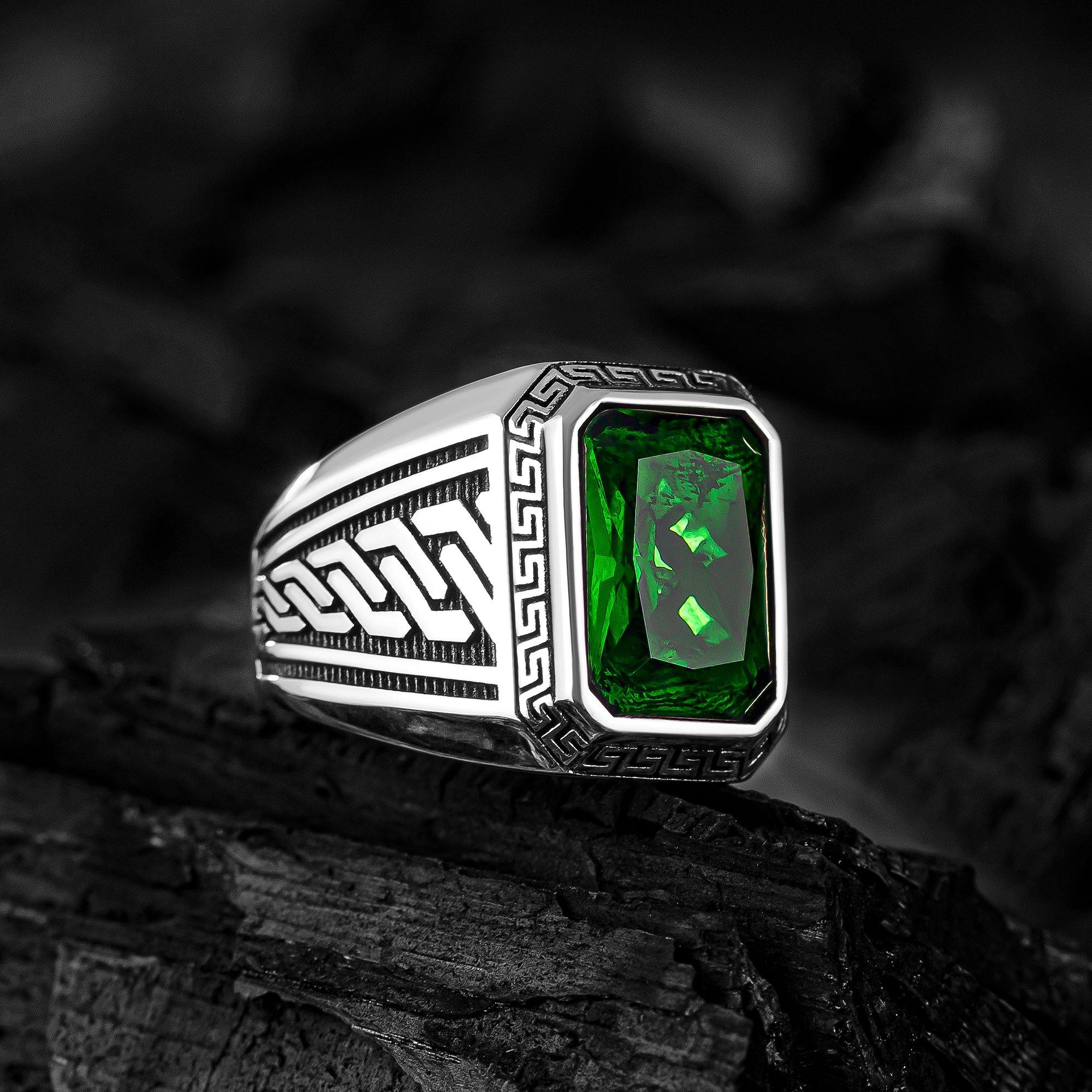 BySilverStone Grecian Meander Men's Ring - Sterling Silver, Ancient Greek Design, No Stone