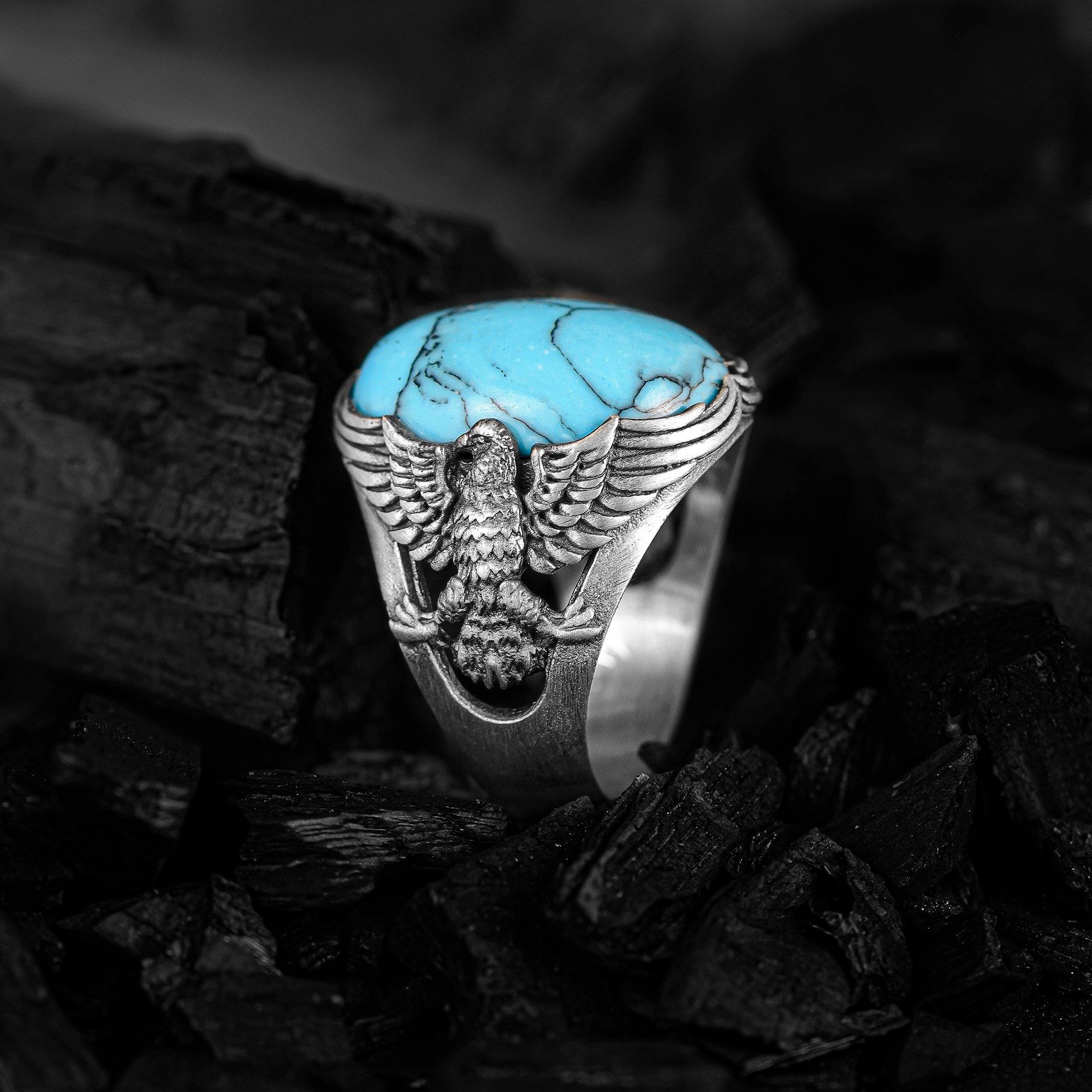 American Eagle Men Ring, Open Wings Bold Eagle Ring - OXO SILVER