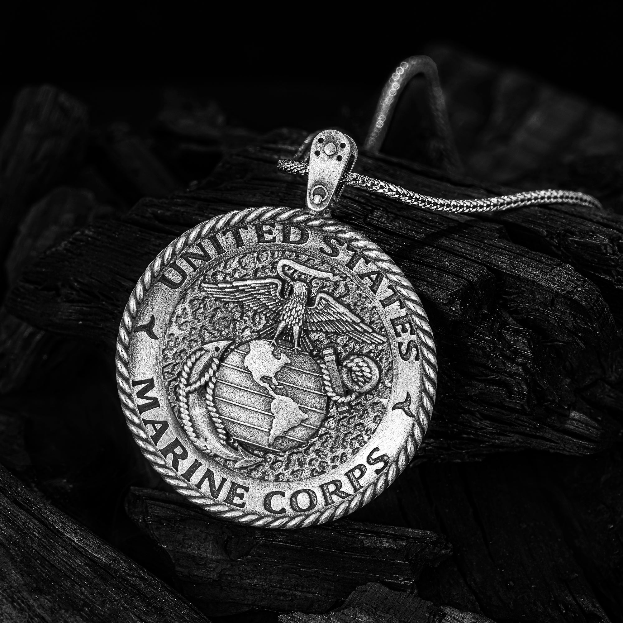 Marine Corps Necklace,USMC Necklace,Silver Men Necklace,Us marine Corp