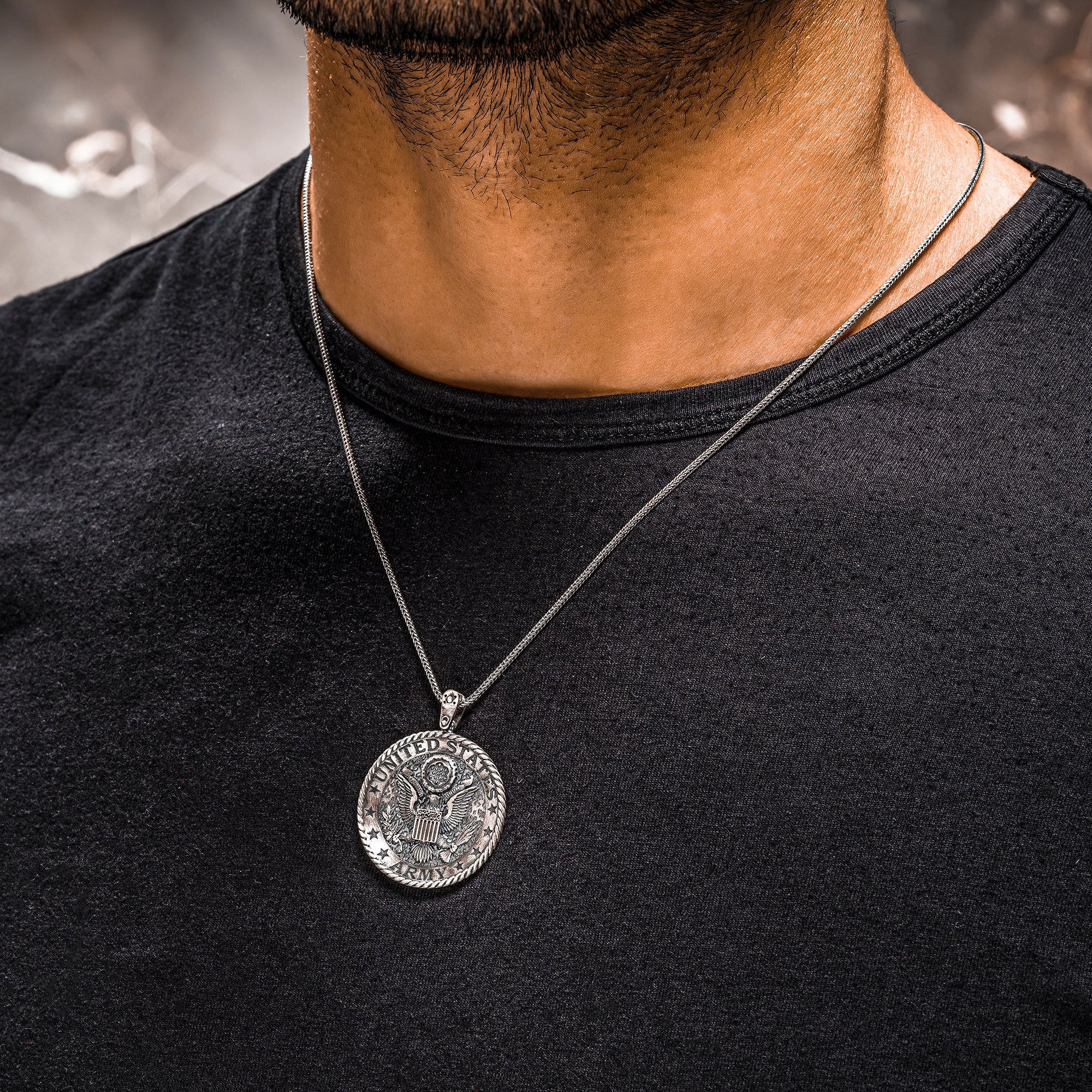 Us Army Men Necklace,925 Army necklace,United States Army Necklace ,Men Sİlver Necklace,Sterling Silver men Necklace