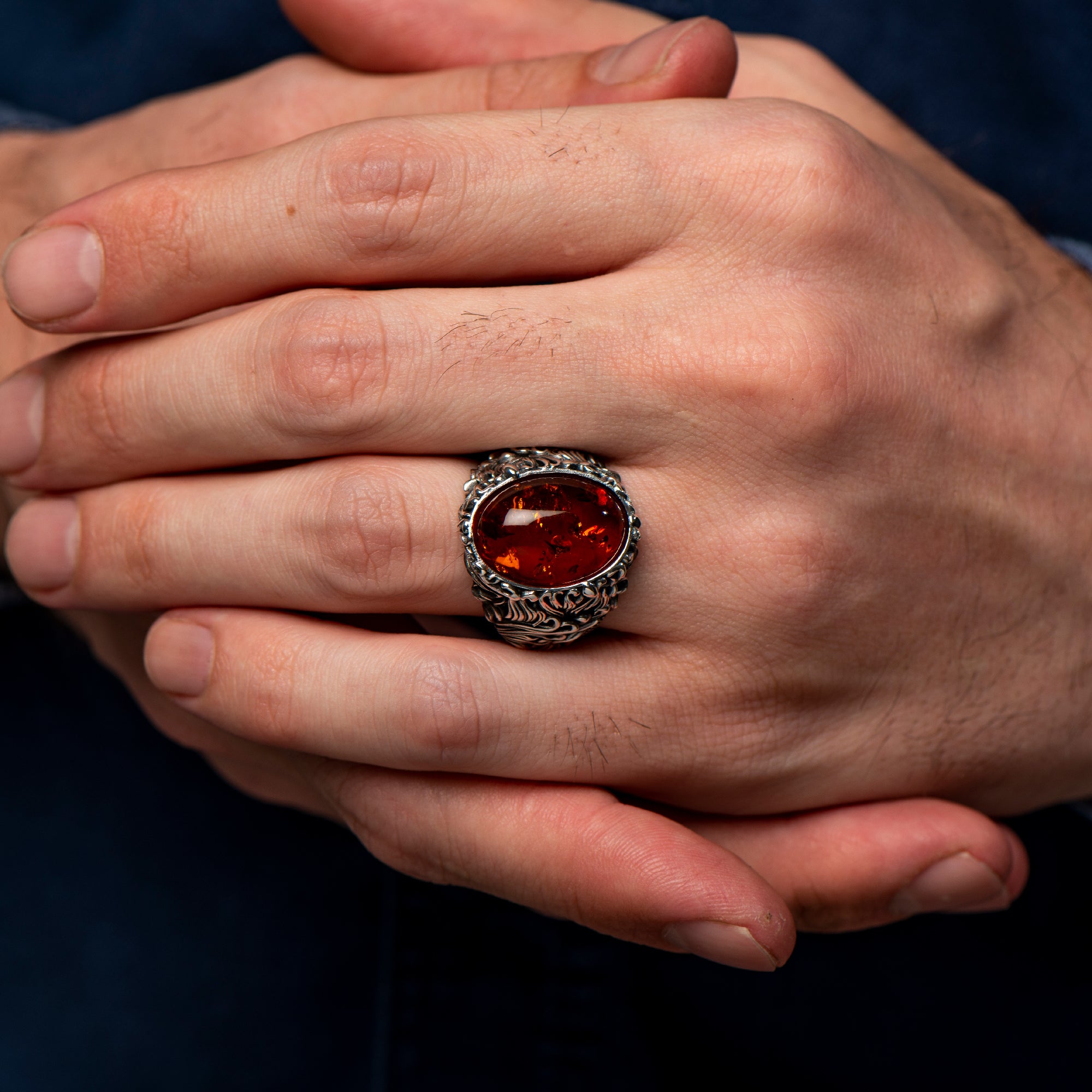 Men Handmade Ring, Blue Tiger Eye Men Ring, Oval Gemstone Sterling Silver Ring