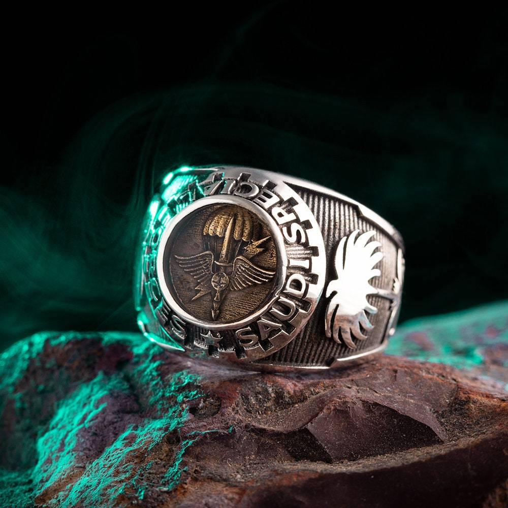 Royal Saudi Special Forces Ring, 925 Sterling Silver Handmade Men's Military Rings. - OXO SILVER