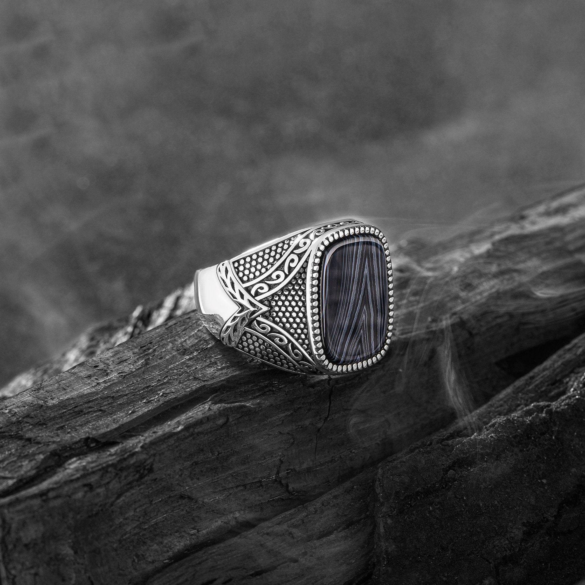 Brown Tiger Eye Ring , Ancient Arrow Silver Ring - OXO SILVER