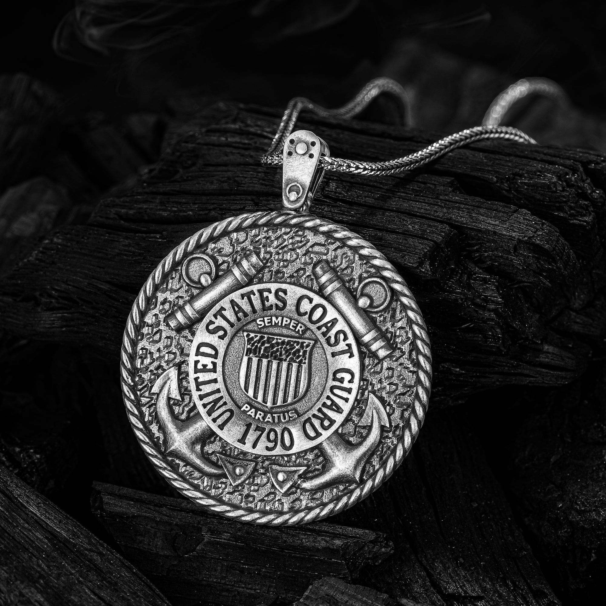 Us Coast Guard Necklace,USCG Necklace,Silver Men Necklace